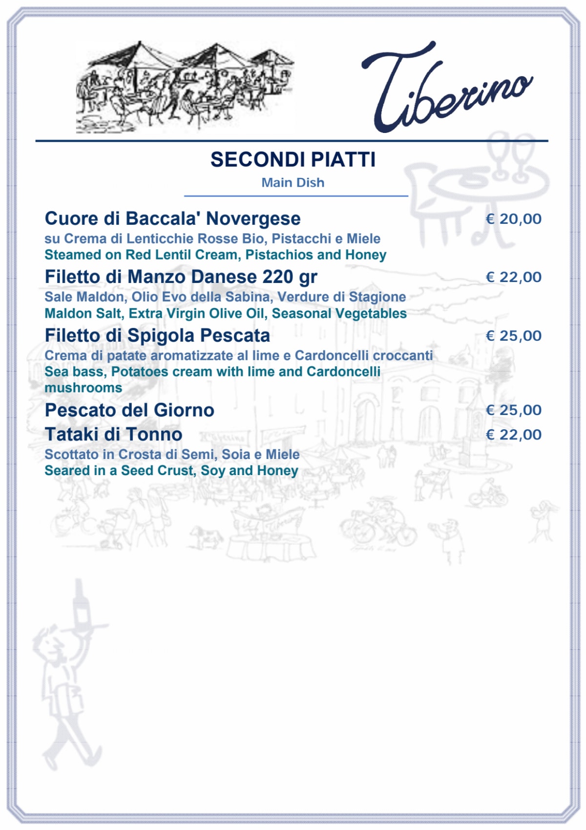 Tiberino a Roma menu