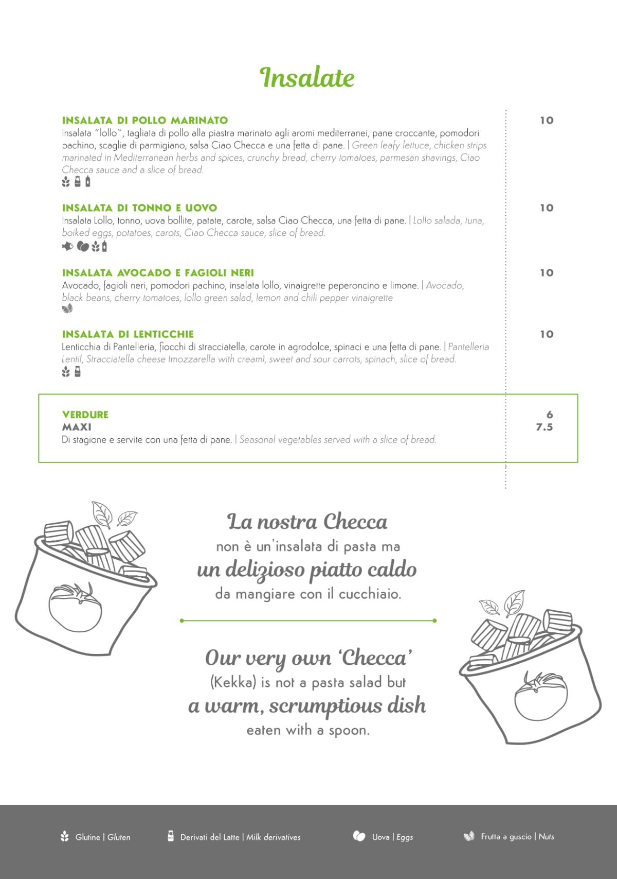 Ciao Checca menu