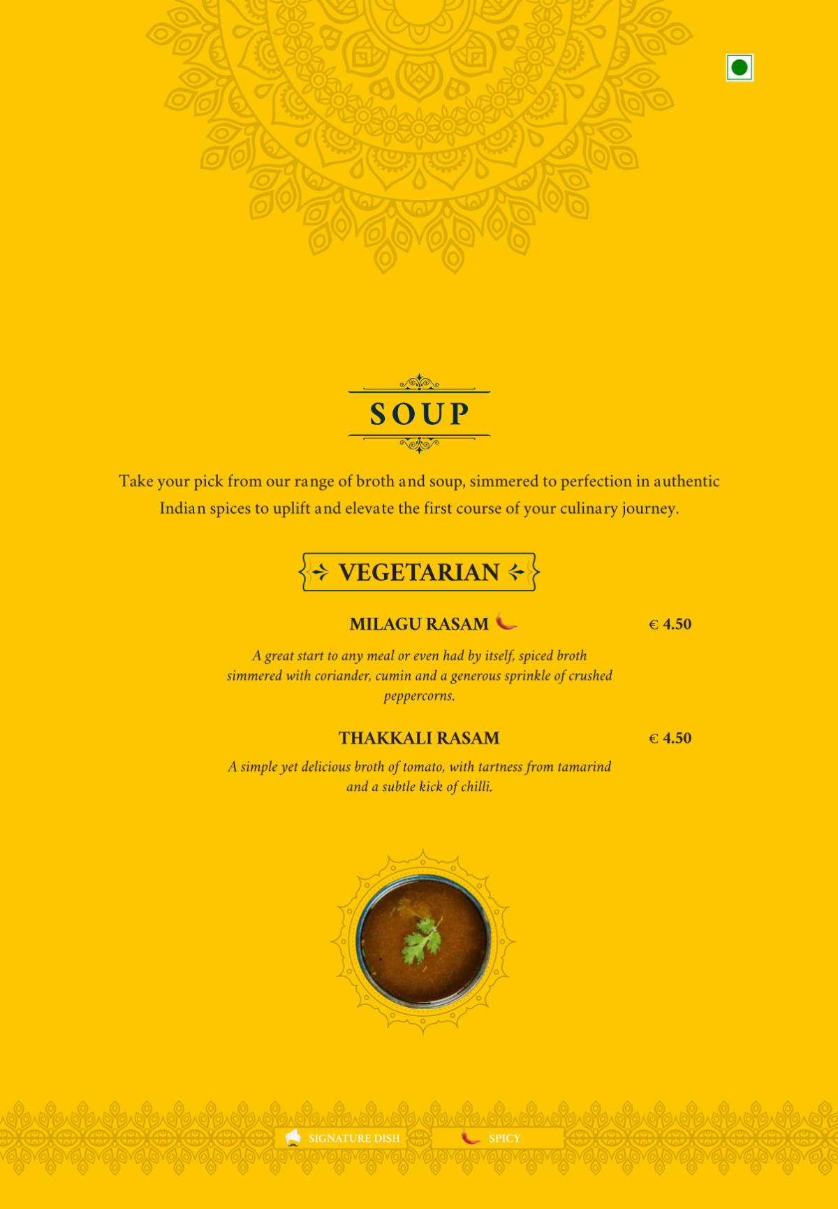 The Madras Diaries menu