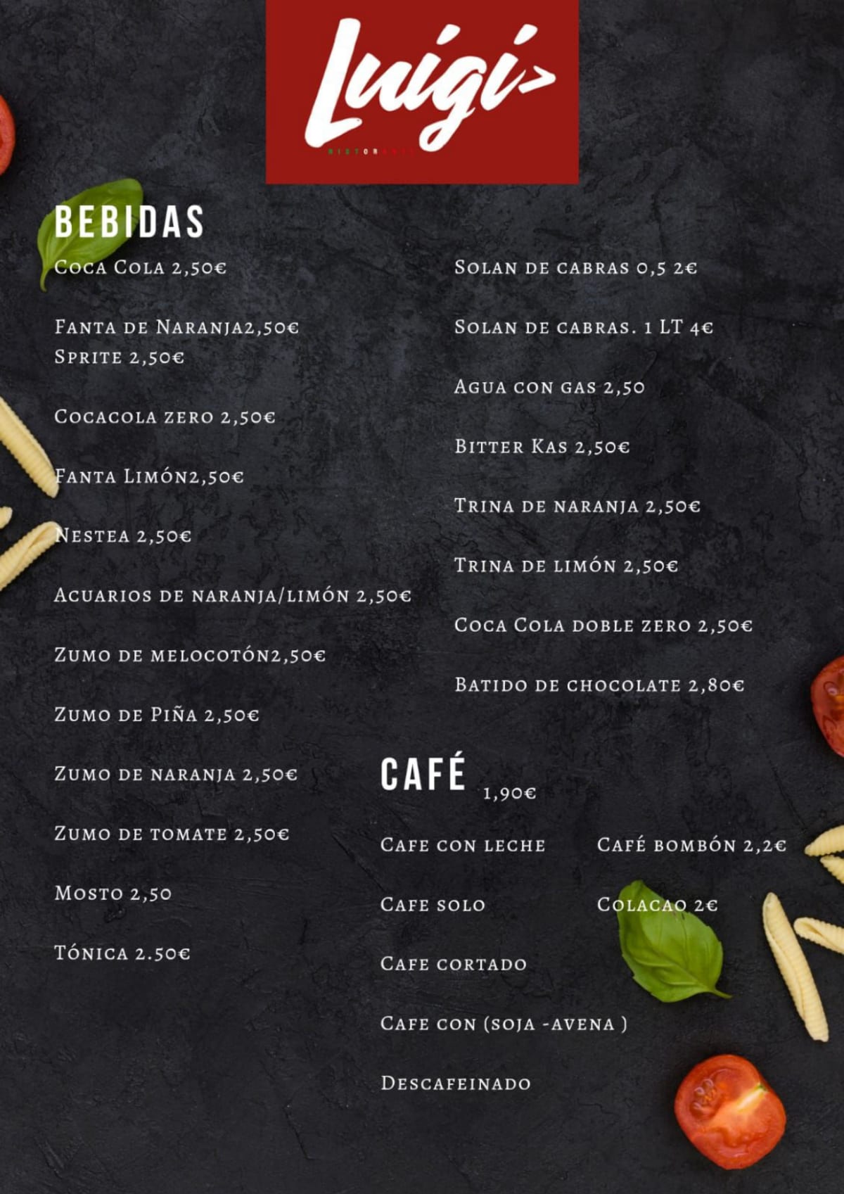 Menus 2024 Luigi Ristorante in Madrid TheFork