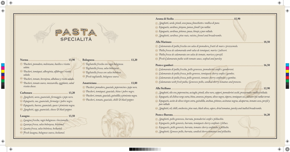 Aroma di Sicilia menu