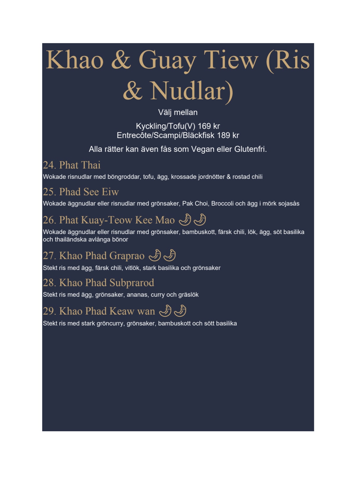 Carta y menù 2024 Actualizados Blue Chili Thai Restaurant en