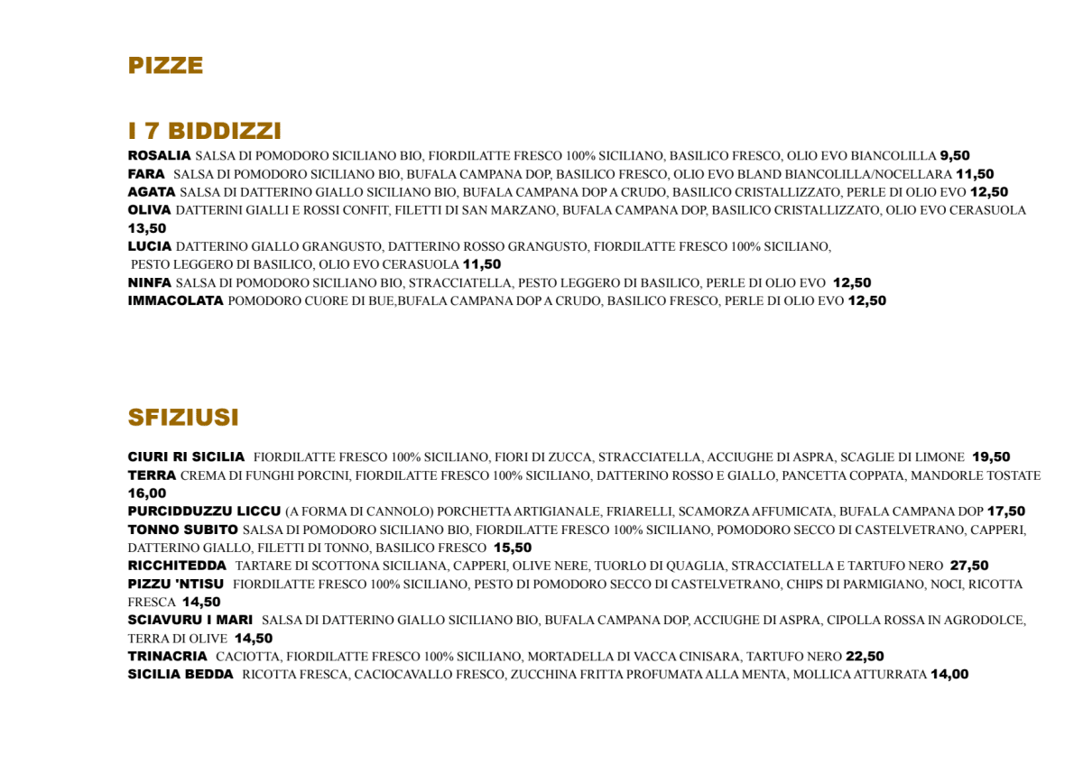 Carte et Menus 2023 Basilicò Pizza & Brace à Cinisi TheFork