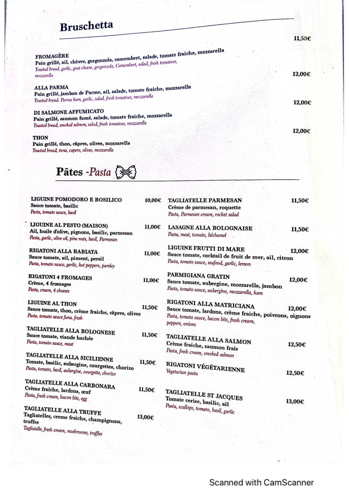 Saint Mercure menu