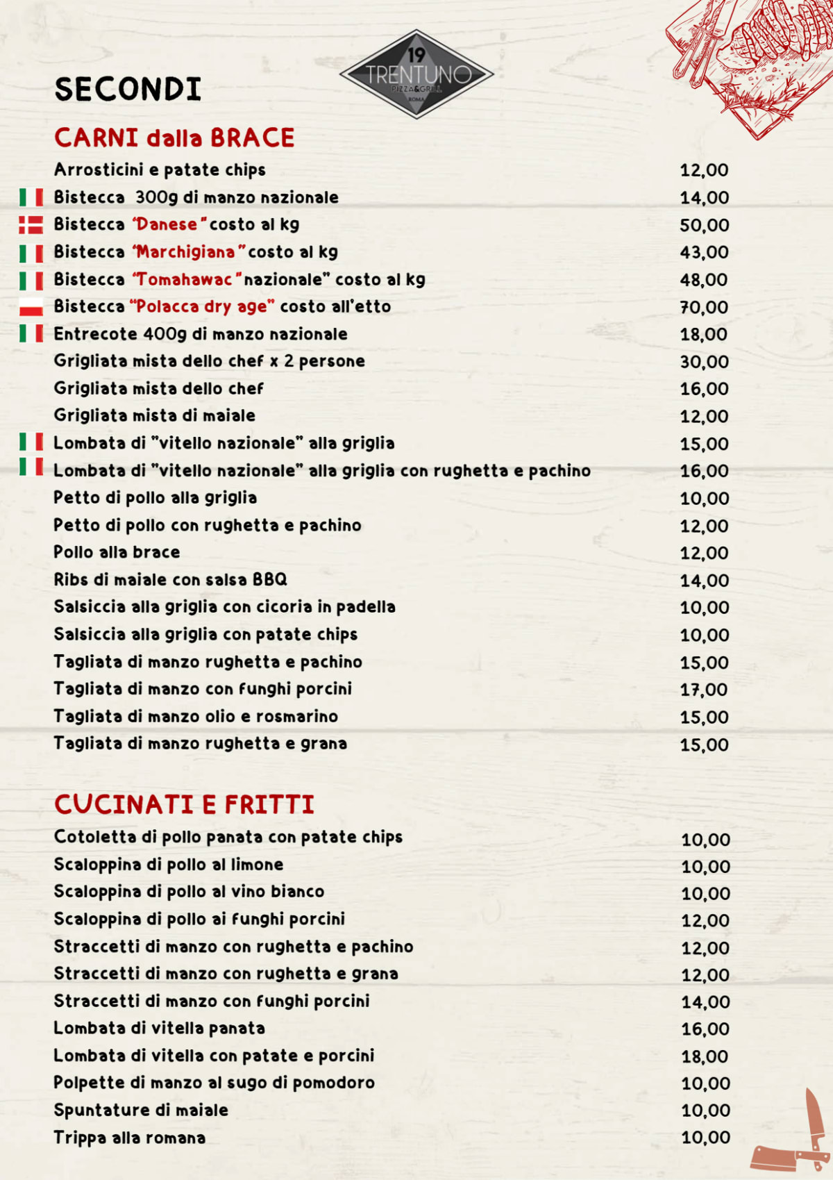 19trentuno Pizza e Grill menu