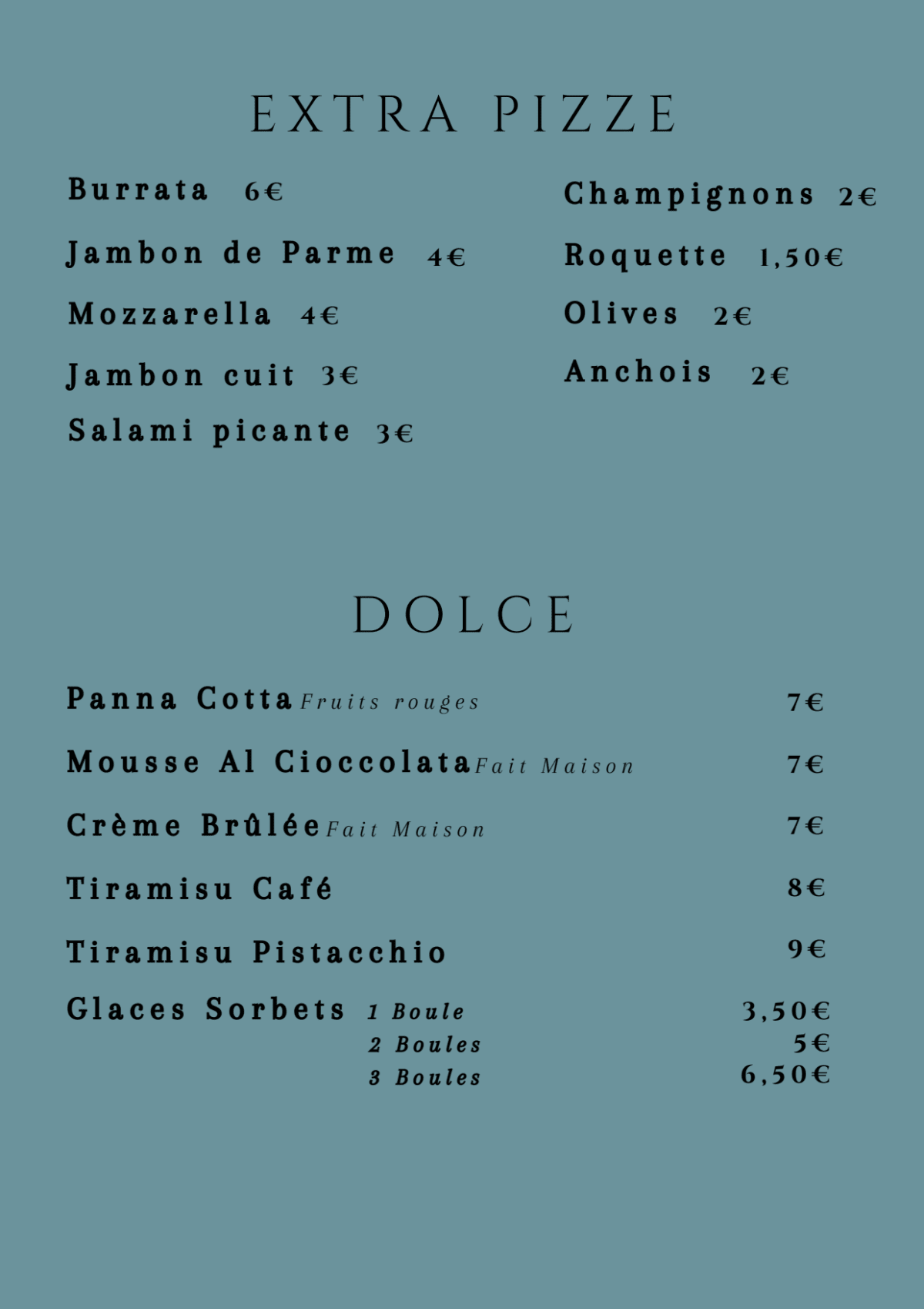 Rosa menu