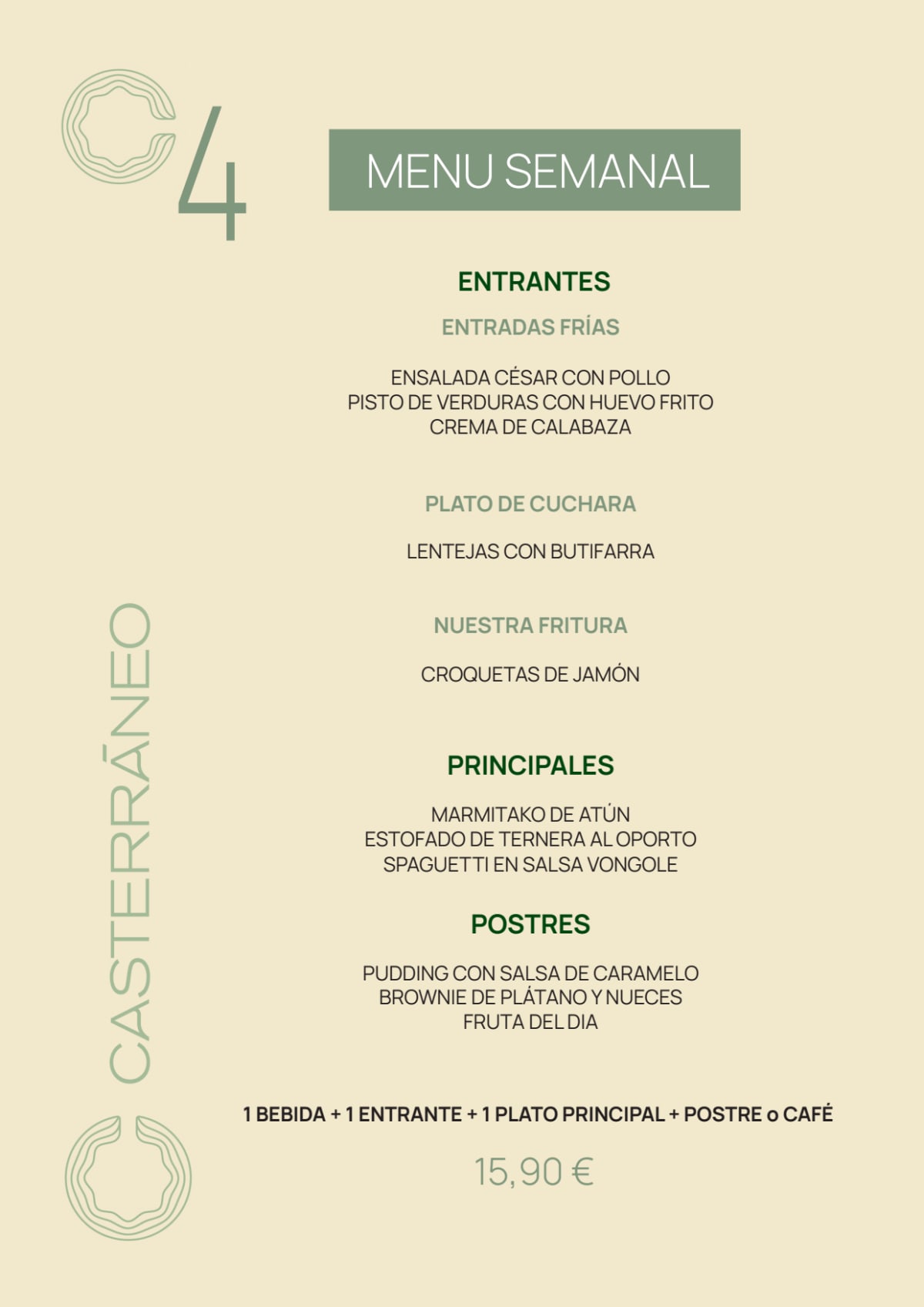 Casterráneo menu