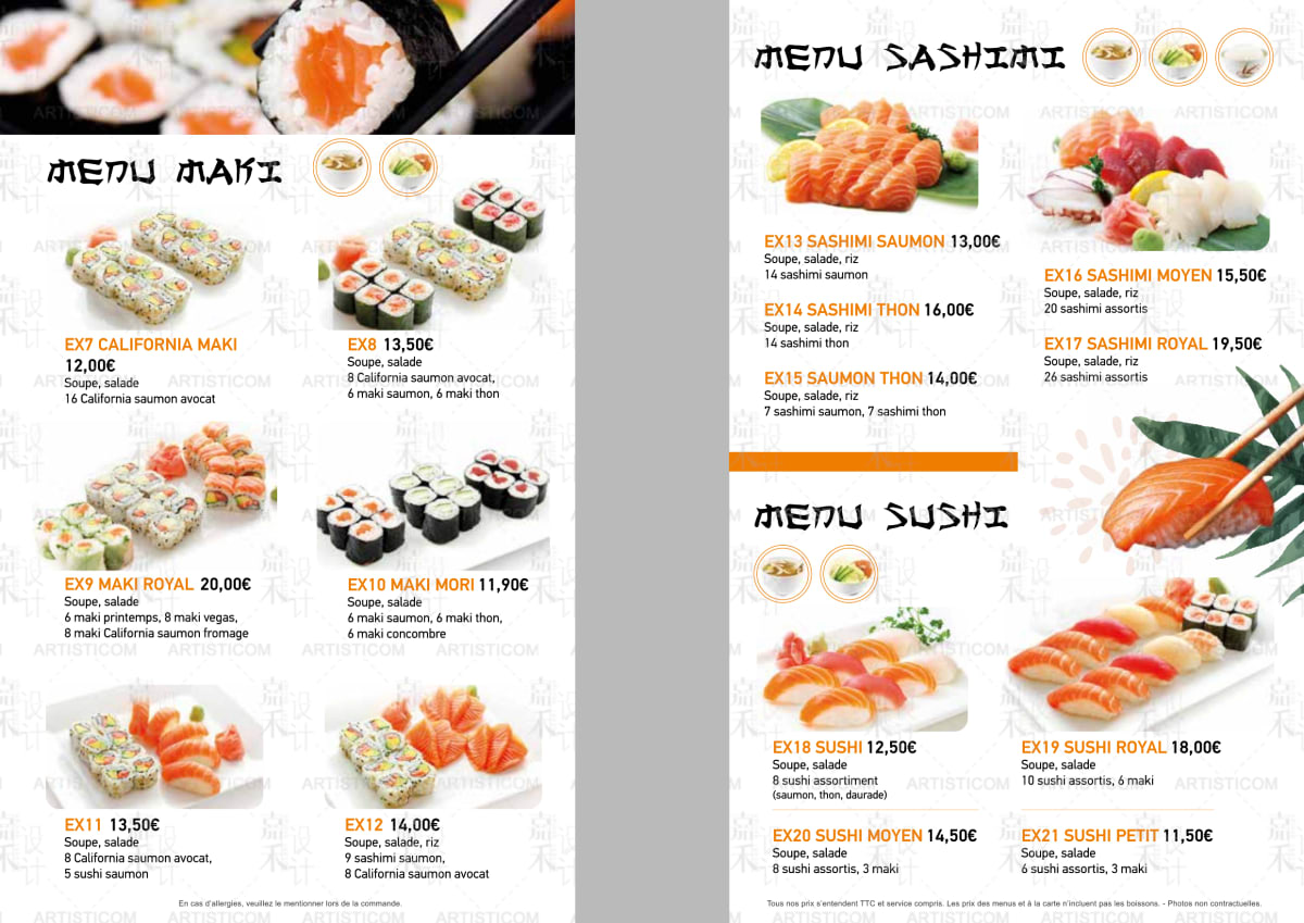 Eizosushi menu