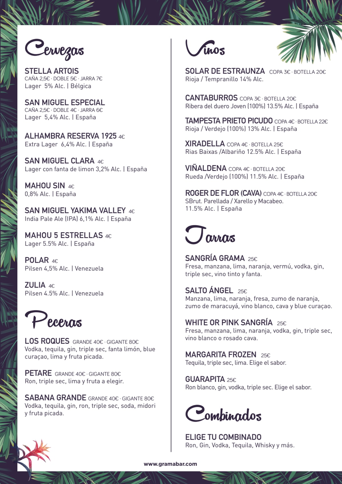 Grama Lounge menu