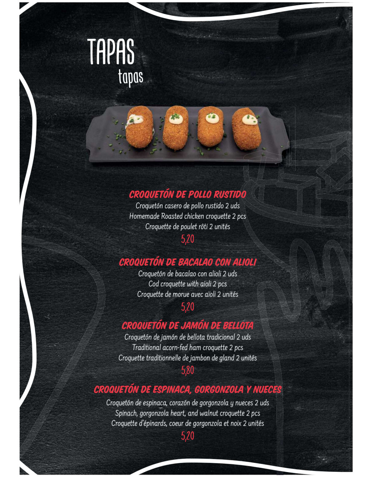 Tapas Bravas menu