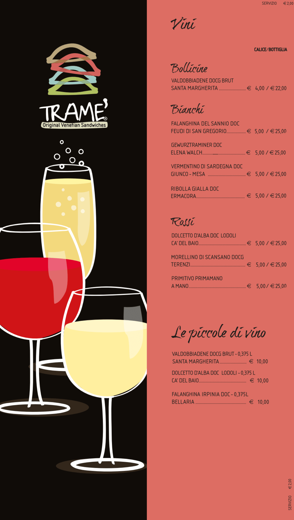 Tramè – XXV Aprile menu