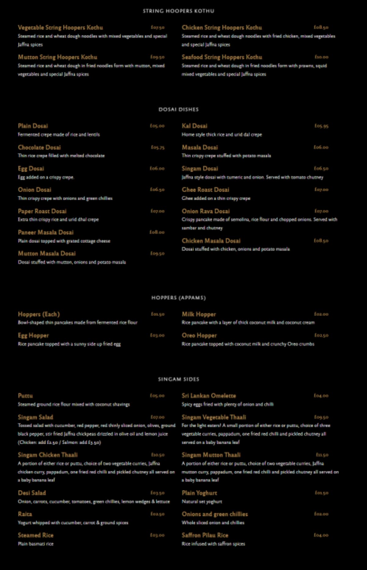 Menu 2024 Singam Bay Restaurant in Ilford TheFork