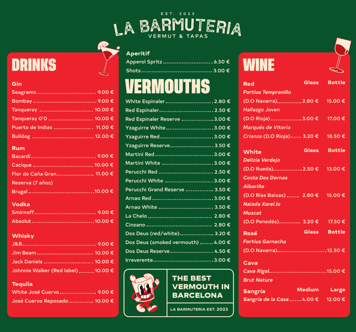 La Barmutería menu