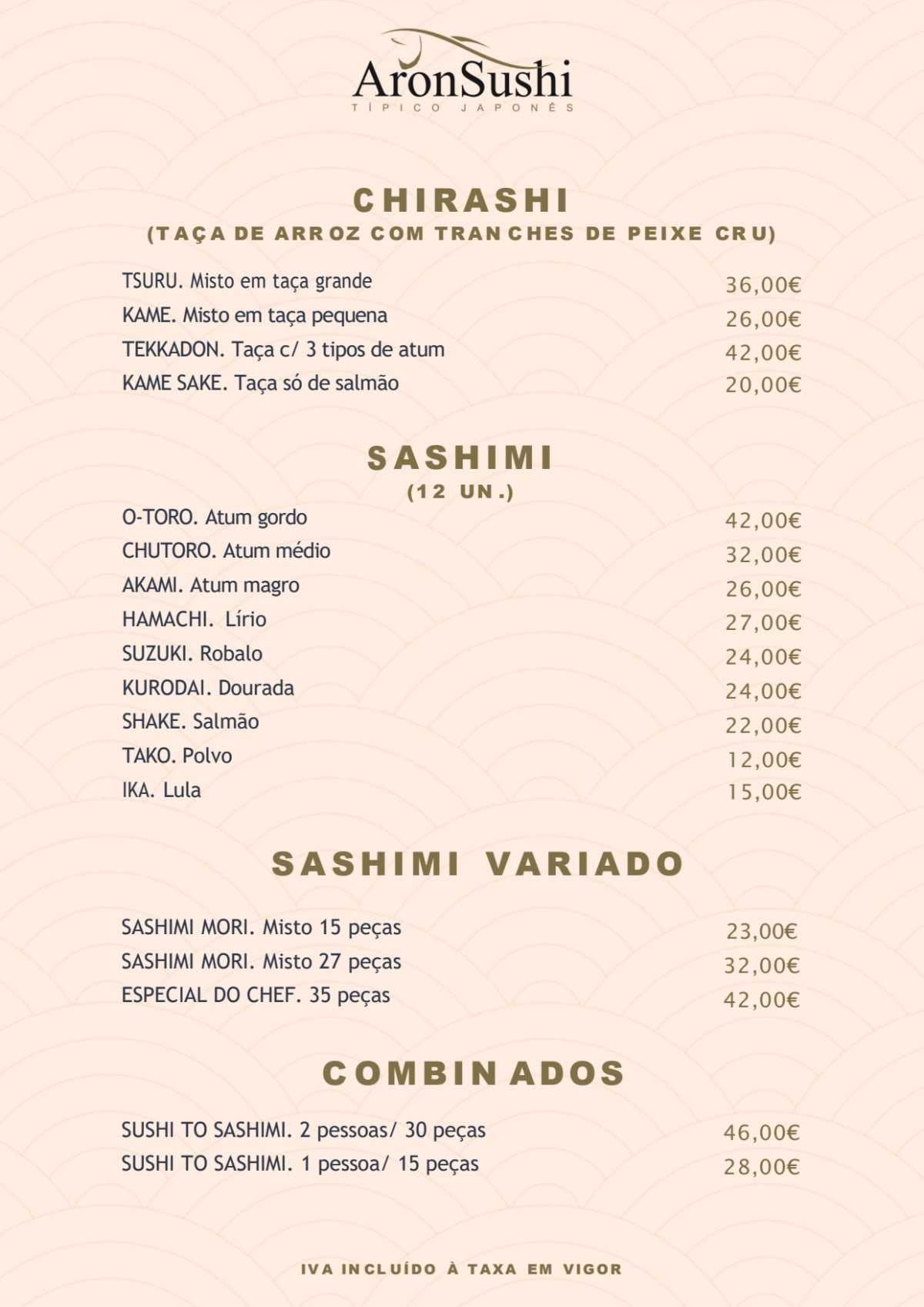 Aron Sushi - Estefânia menu