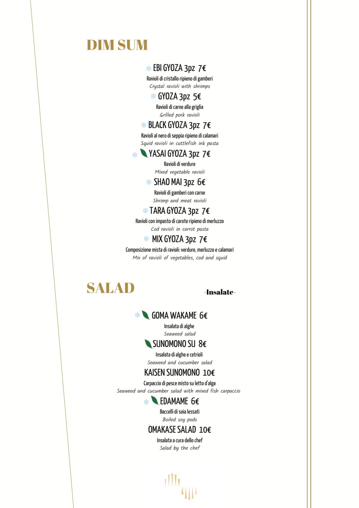 Ayu Sushi menu