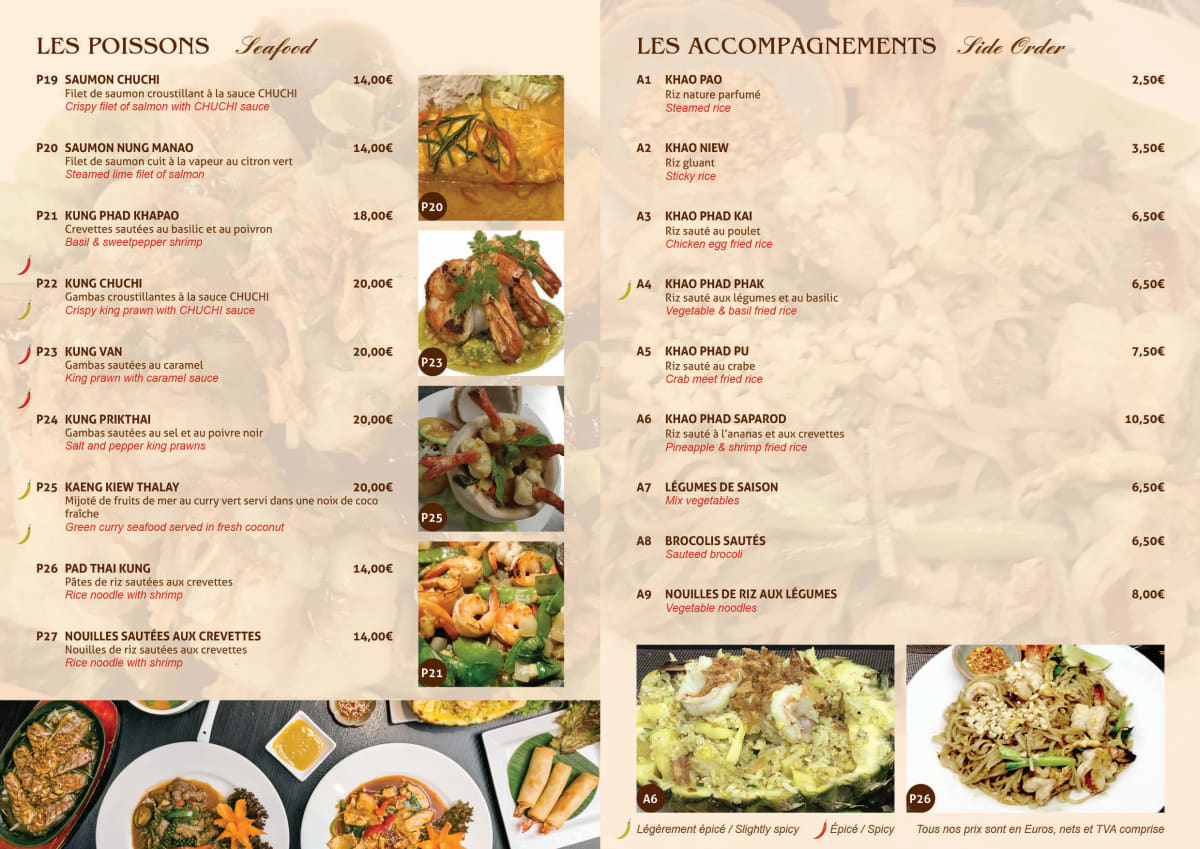 Kim thai menu