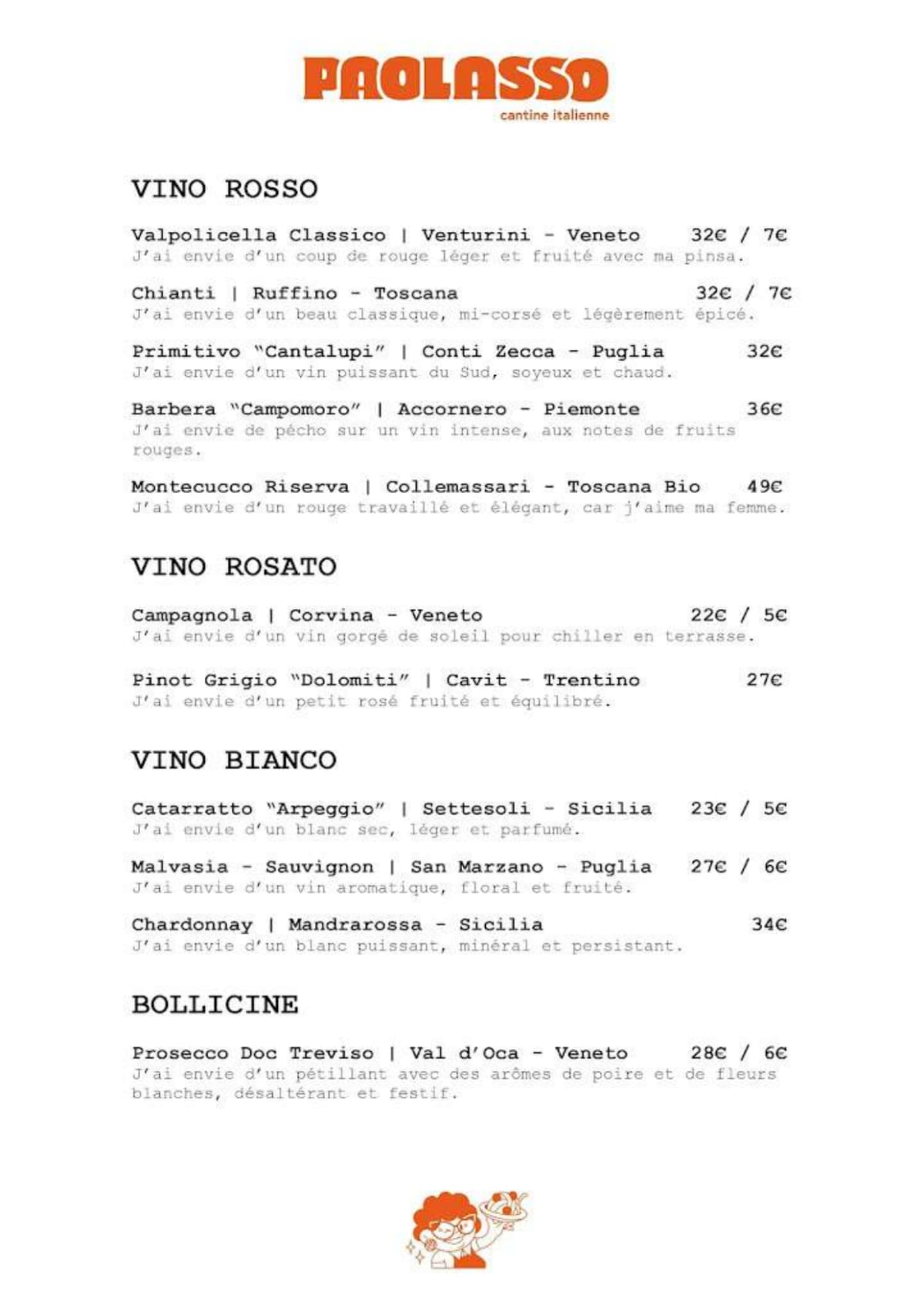 Paolasso menu