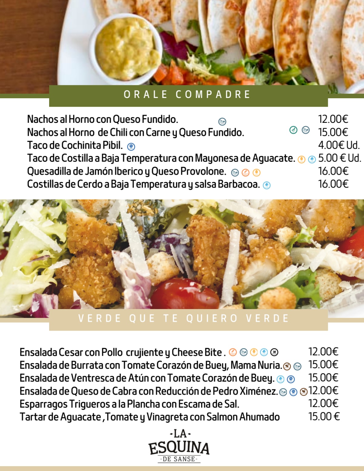 La Esquina de Sanse menu