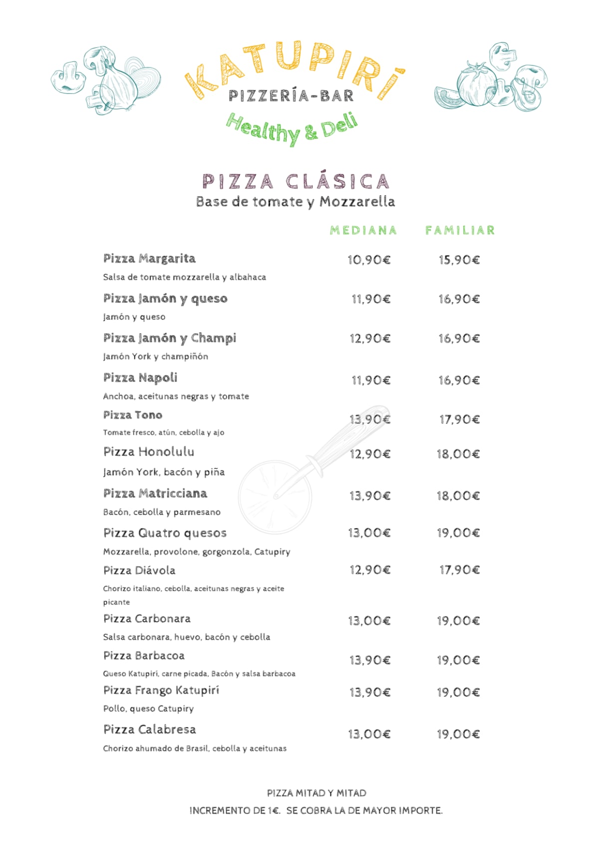 Katupiri Pizza Bar menu