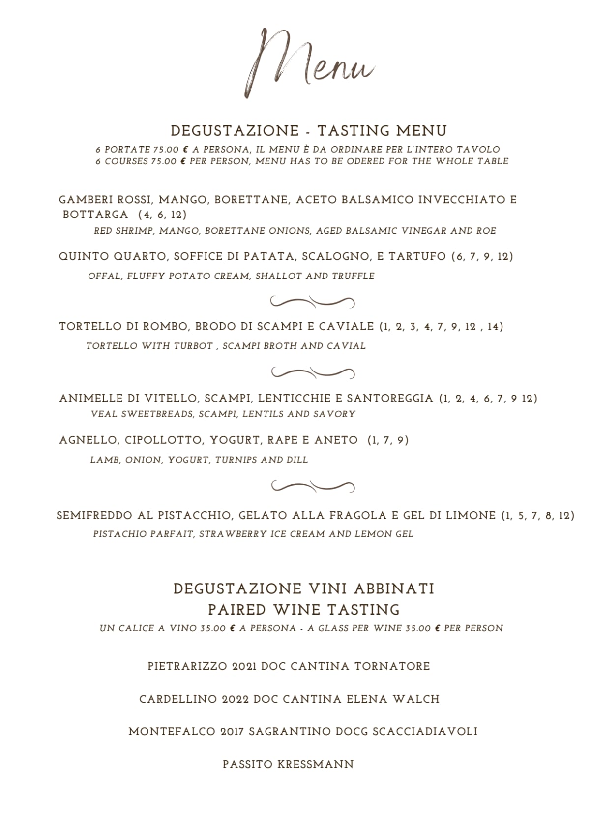 menù a taverna de zoccole