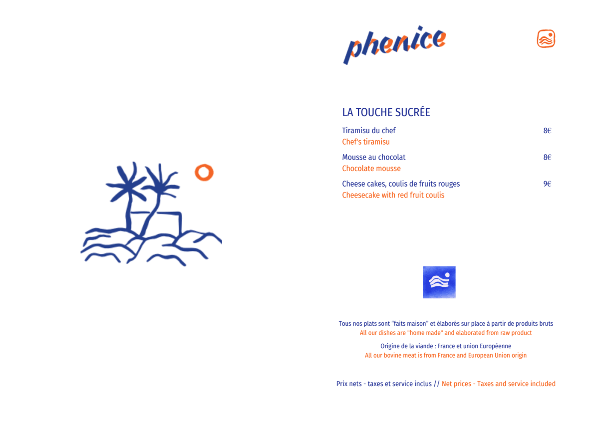 Phenice  menu