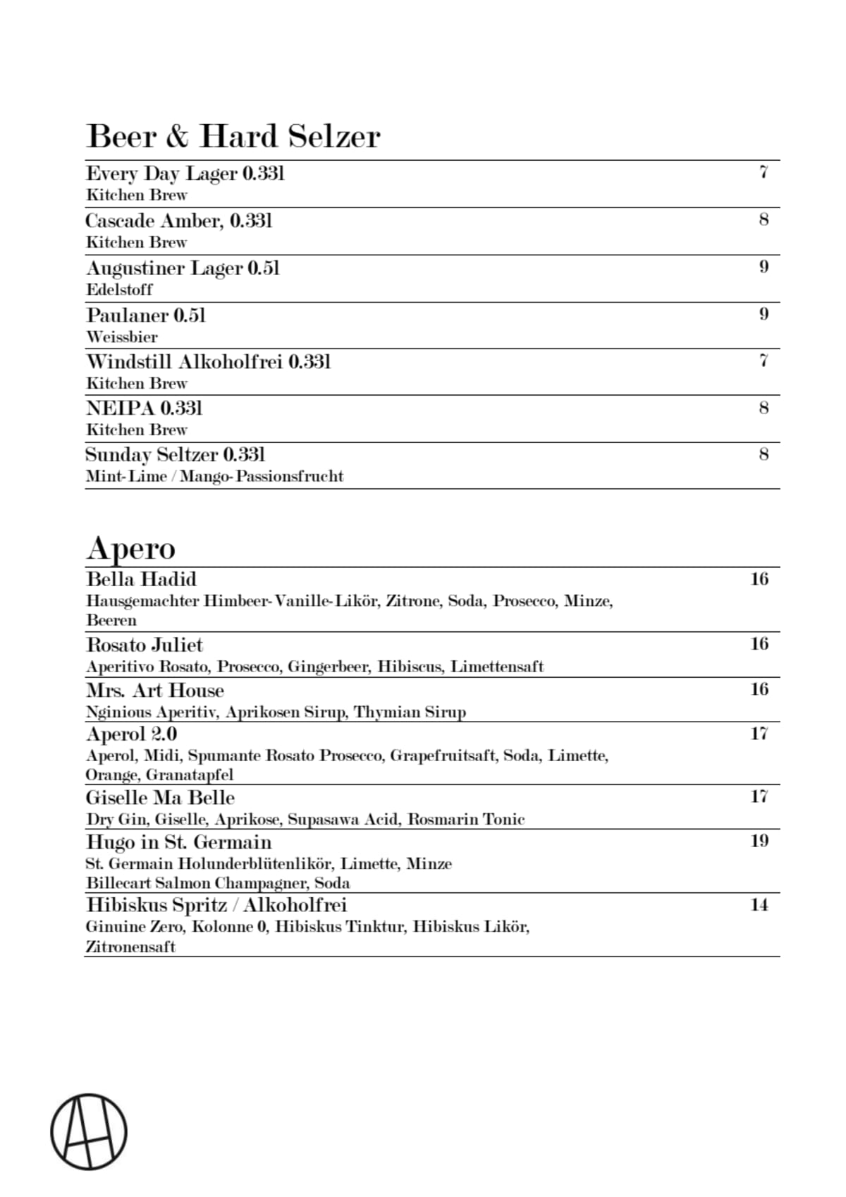 Menu 2024 ART HOUSE Rooftop Bar Lounge In Basel TheFork menu-2024-art-house-rooftop-bar-lounge-in-basel-thefork