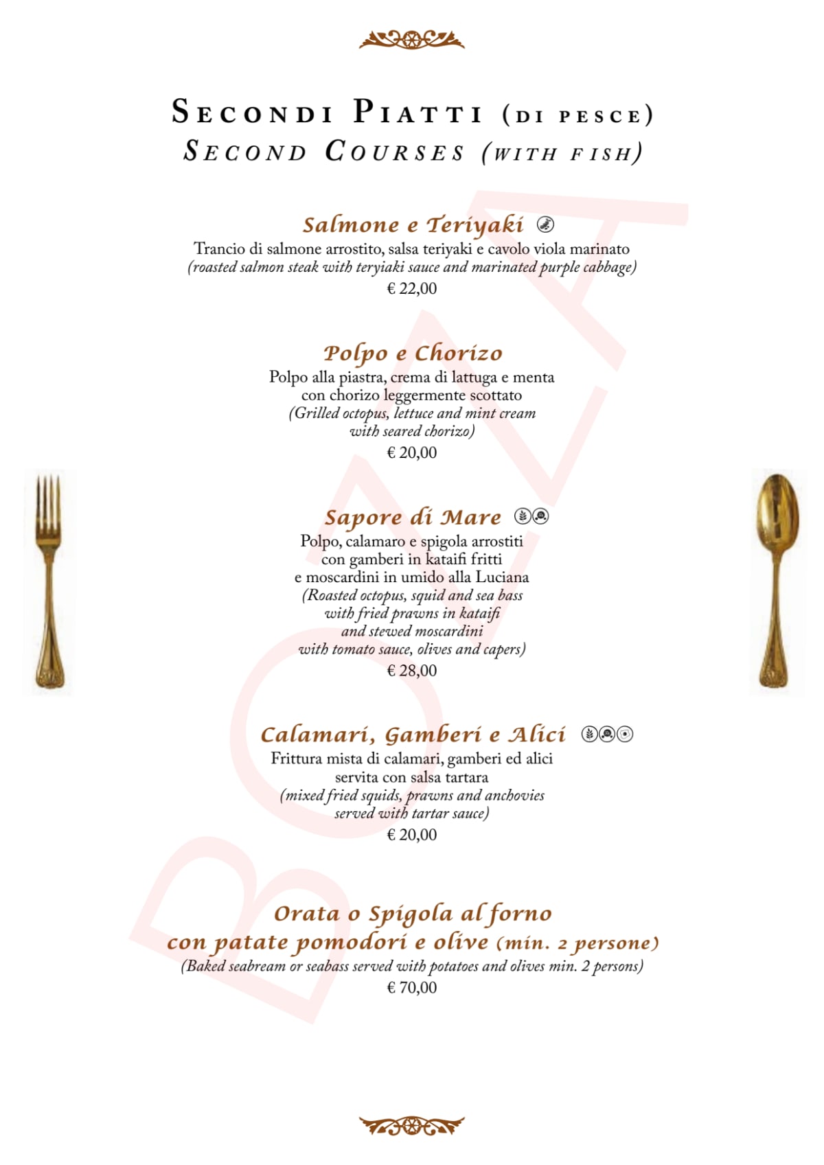 Il Vero Alfredo menu