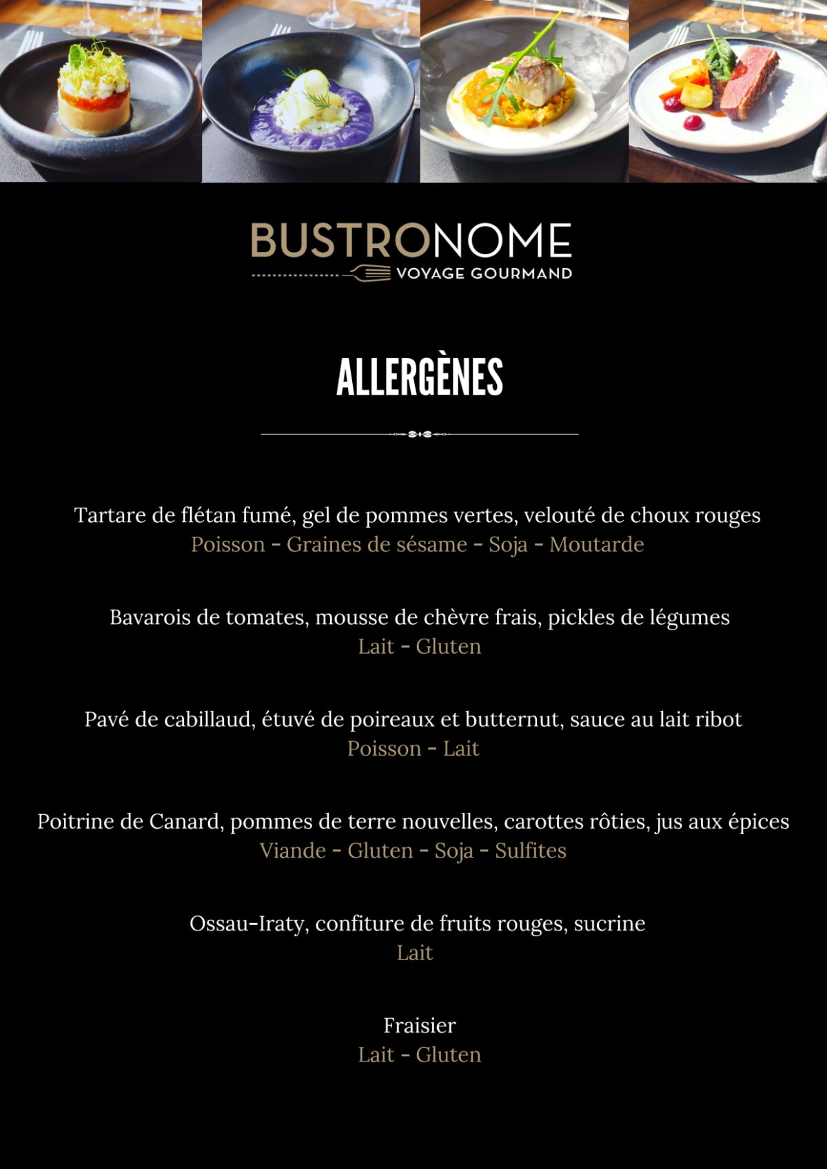 Bustronome menu