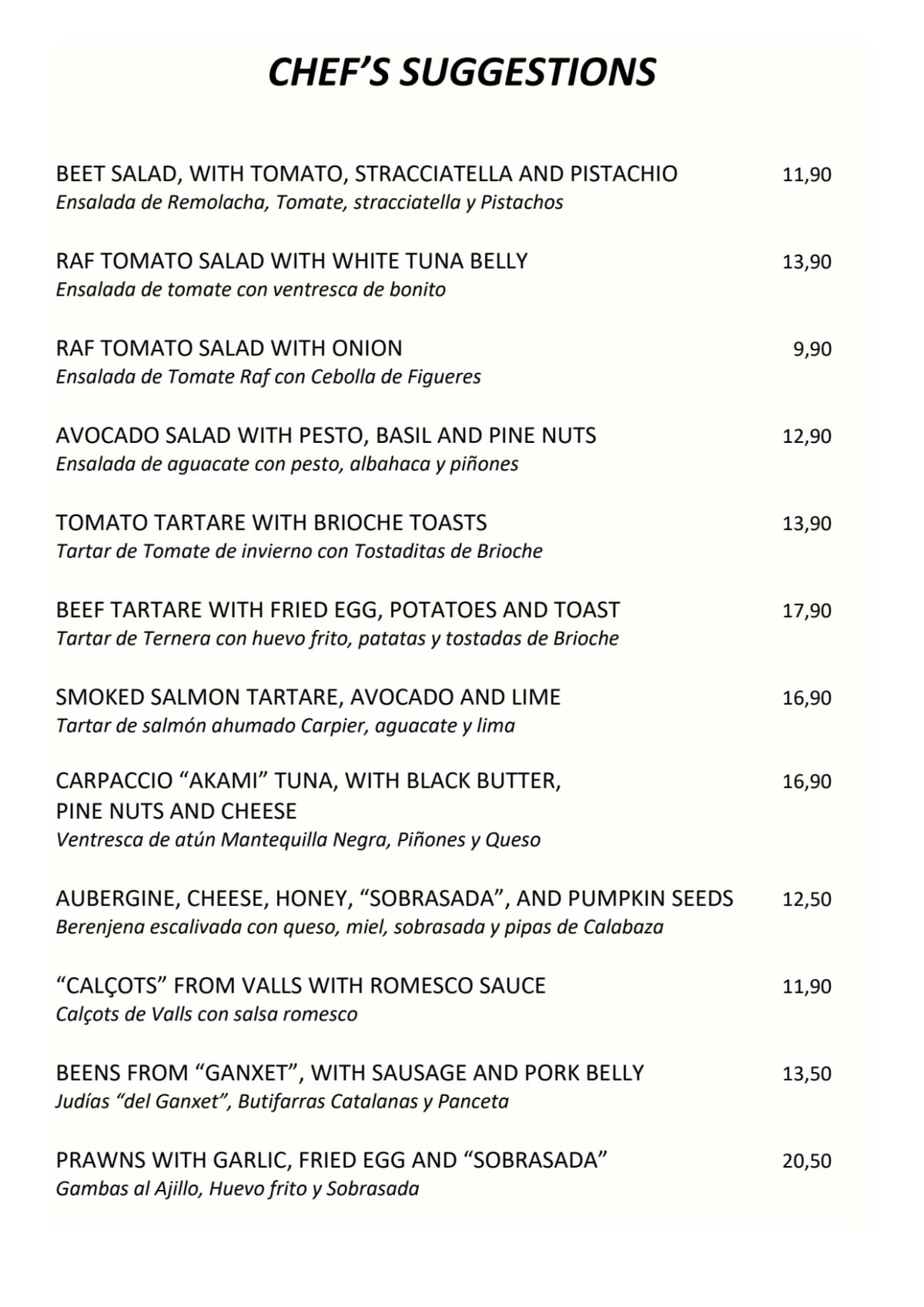 Menu 2024 Tapas 24 Diagonal in Barcelona TheFork