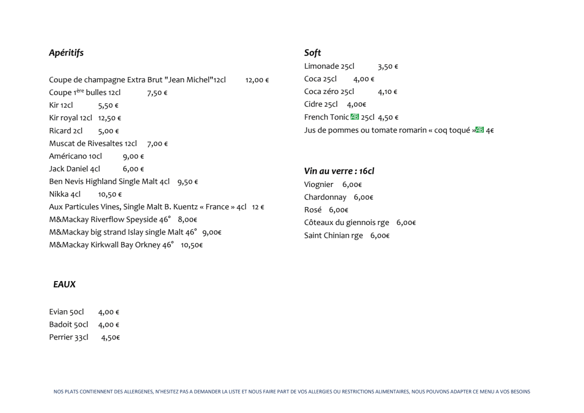 Circonstances menu