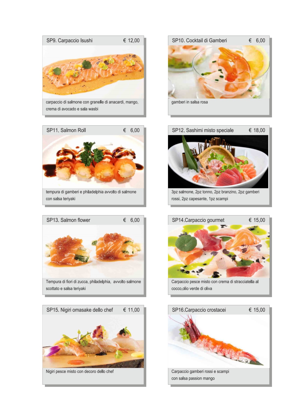 Isushi menu top