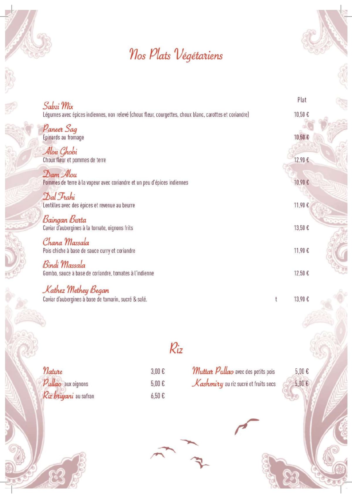 Mahal menu