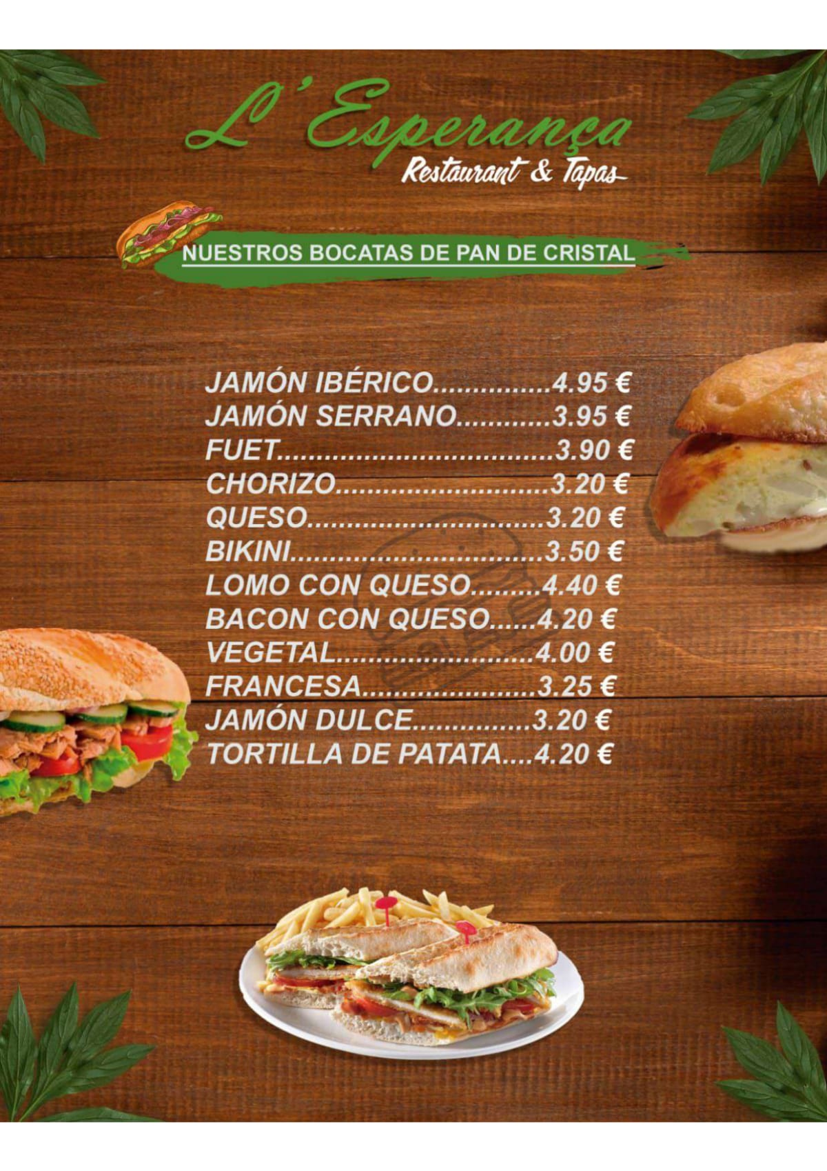 L' Esperança menu