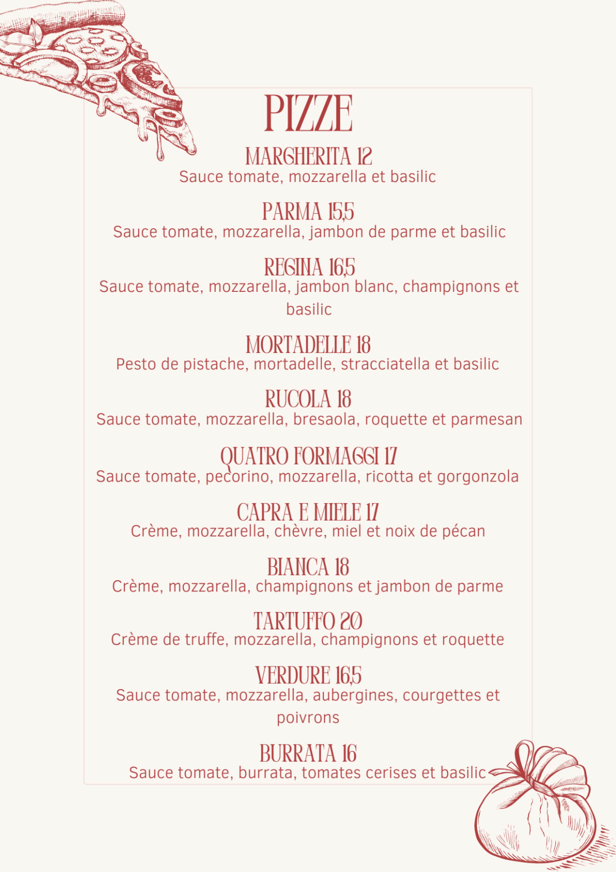 Cibo menu