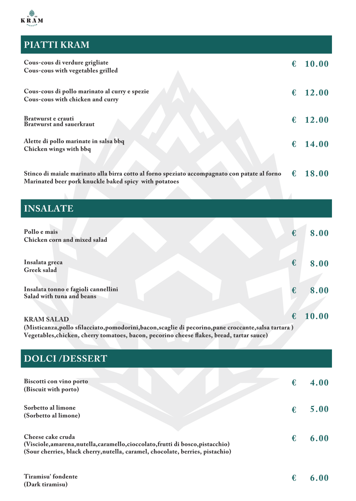 Kram menu