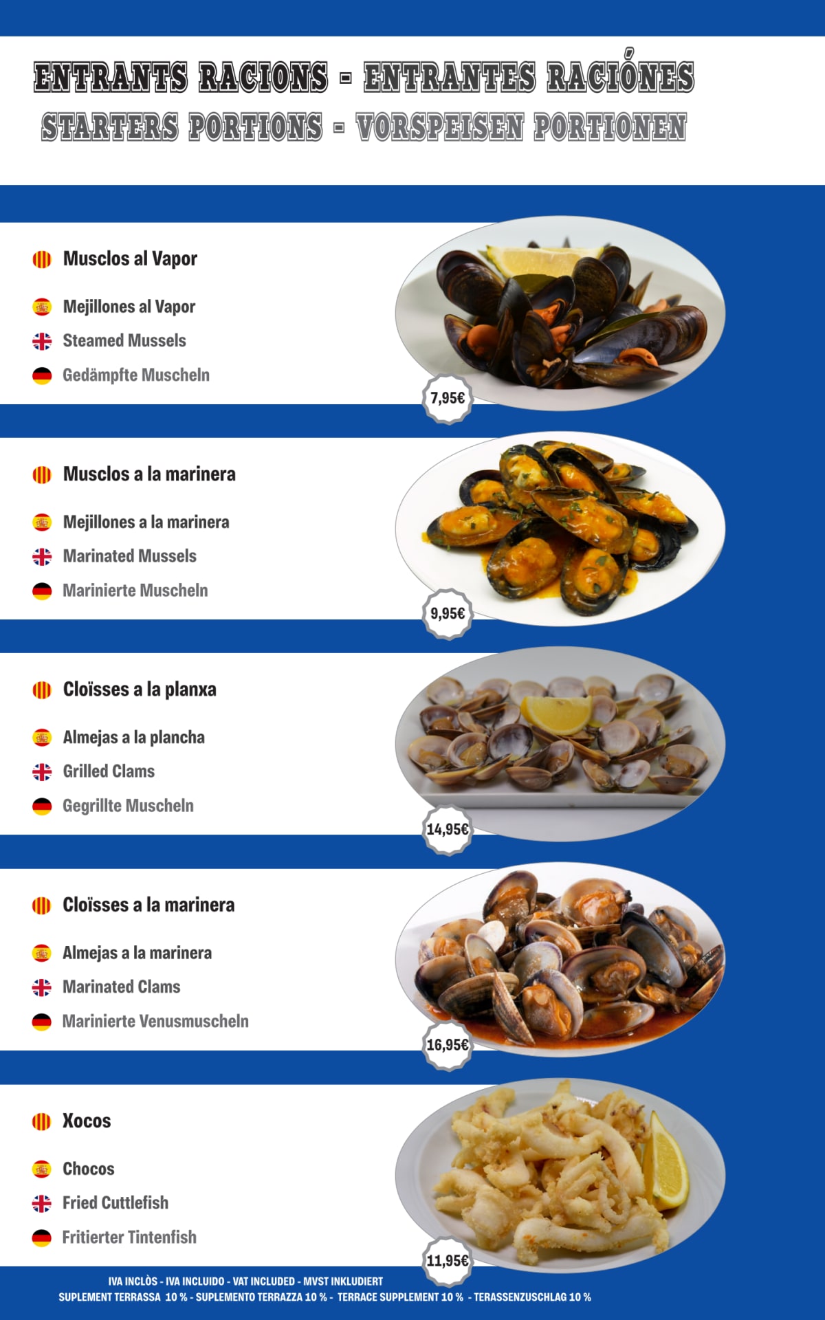 Alta Galicia menu