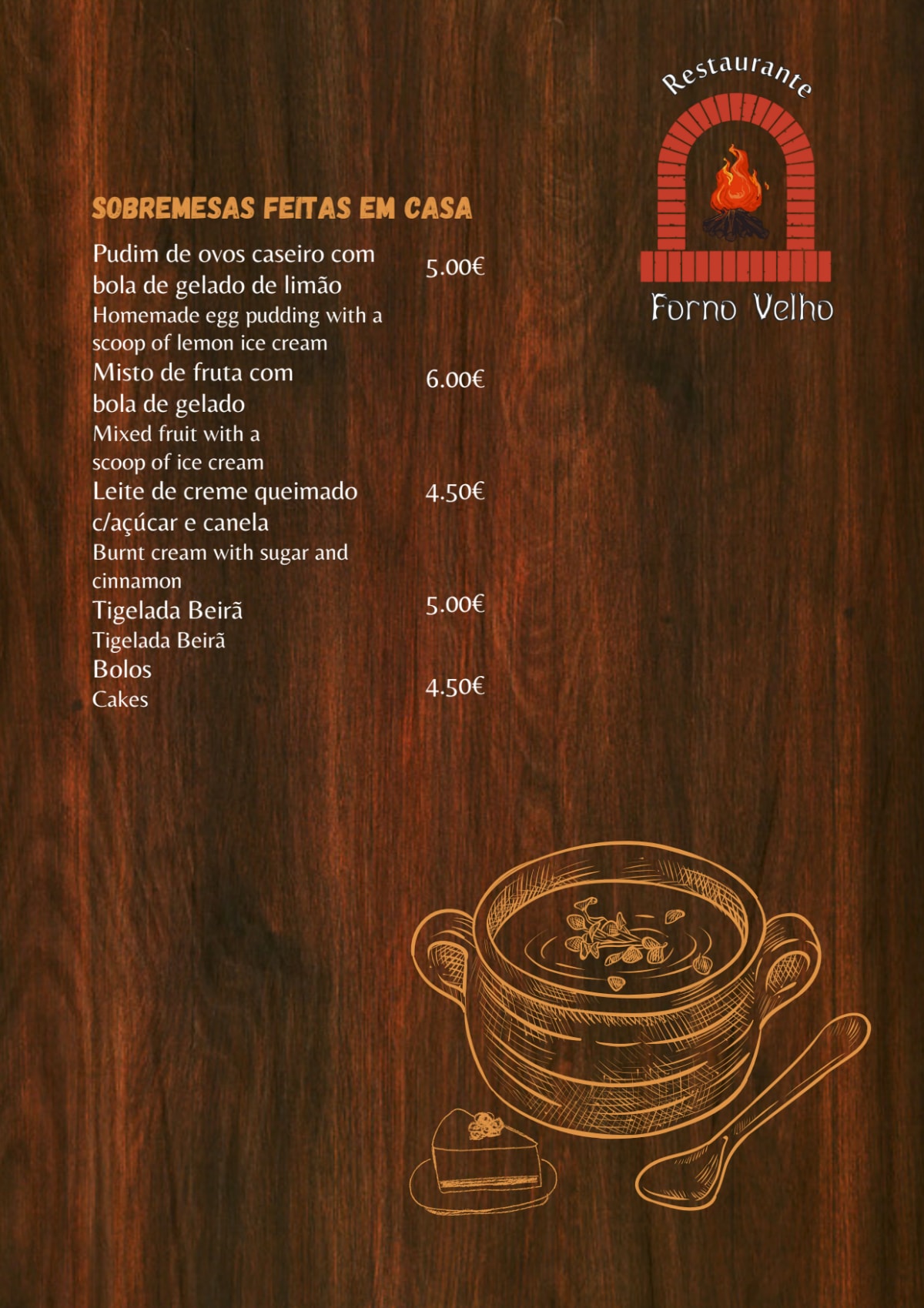 Forno Velho menu