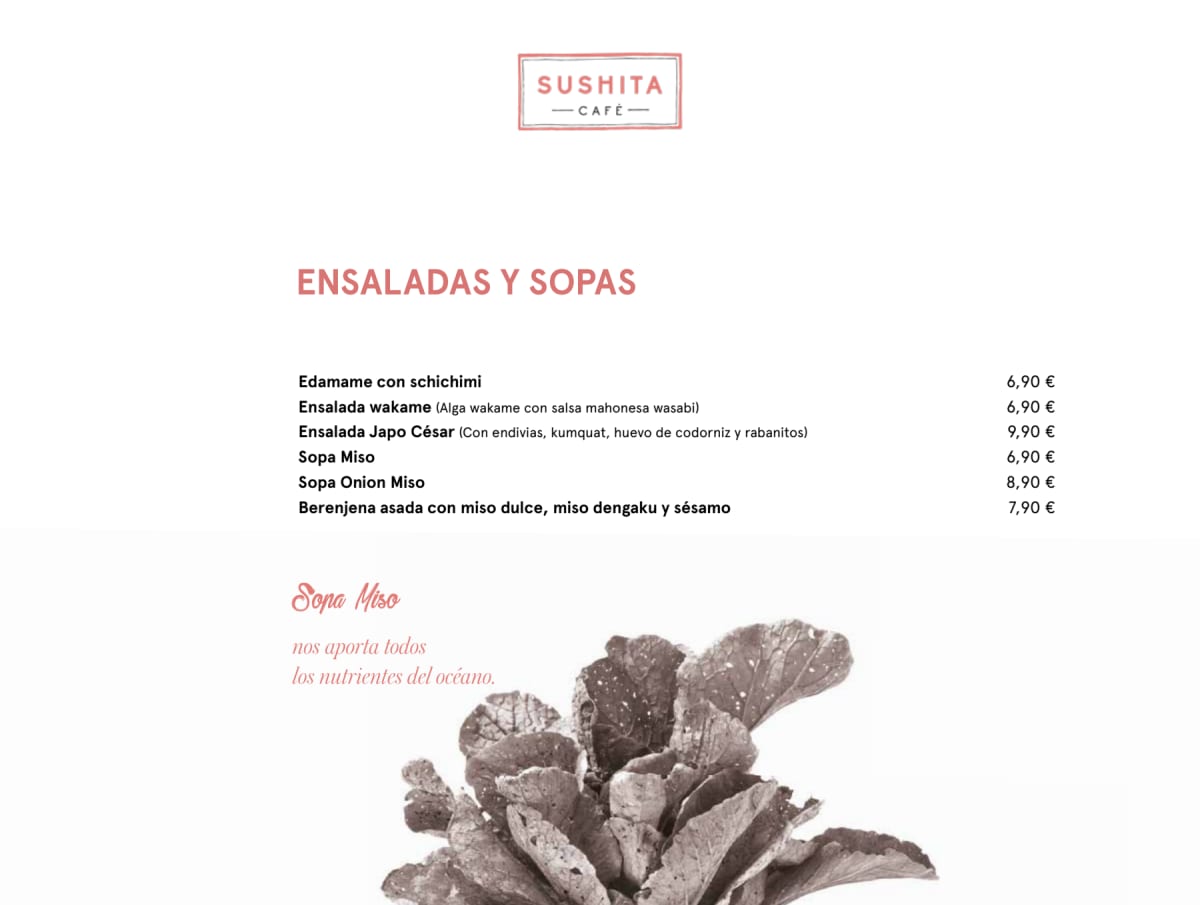 Sushita Café - Alberto Aguilera menu