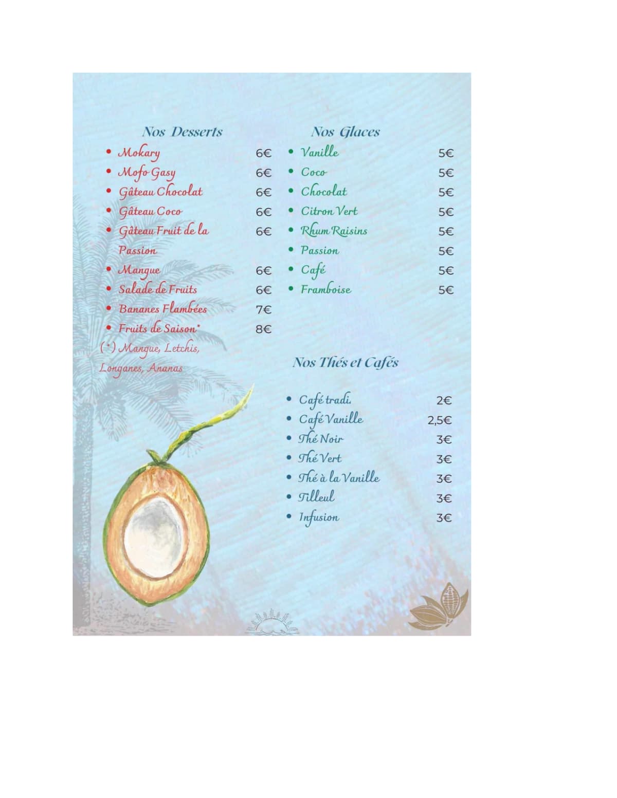 Ravinale menu