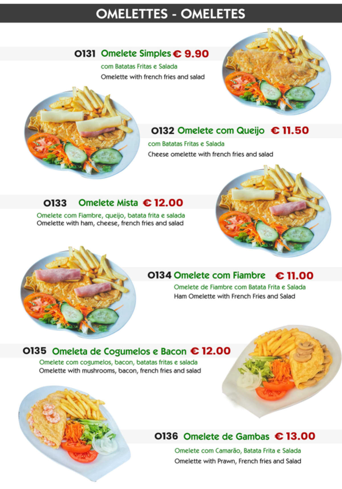 Cais do Tejo menu