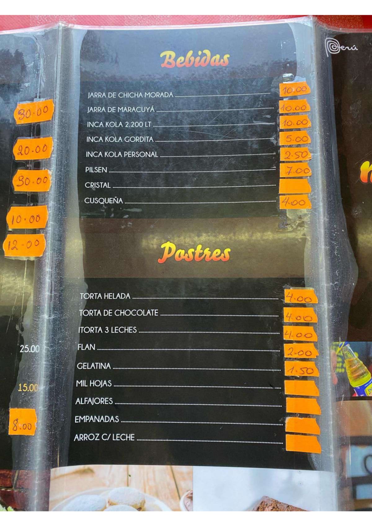 La norteñita menu