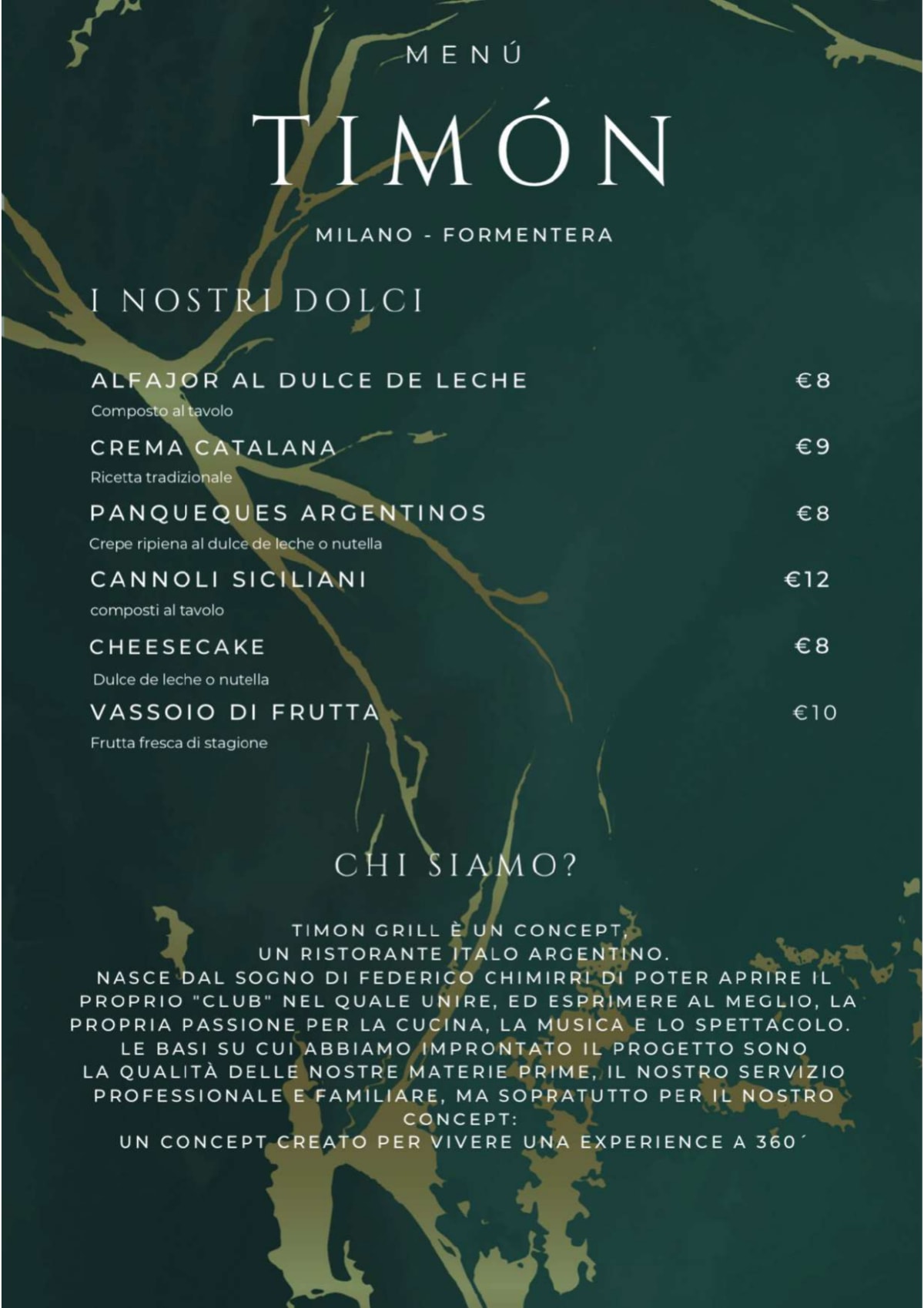 Timon Grill Milano menu