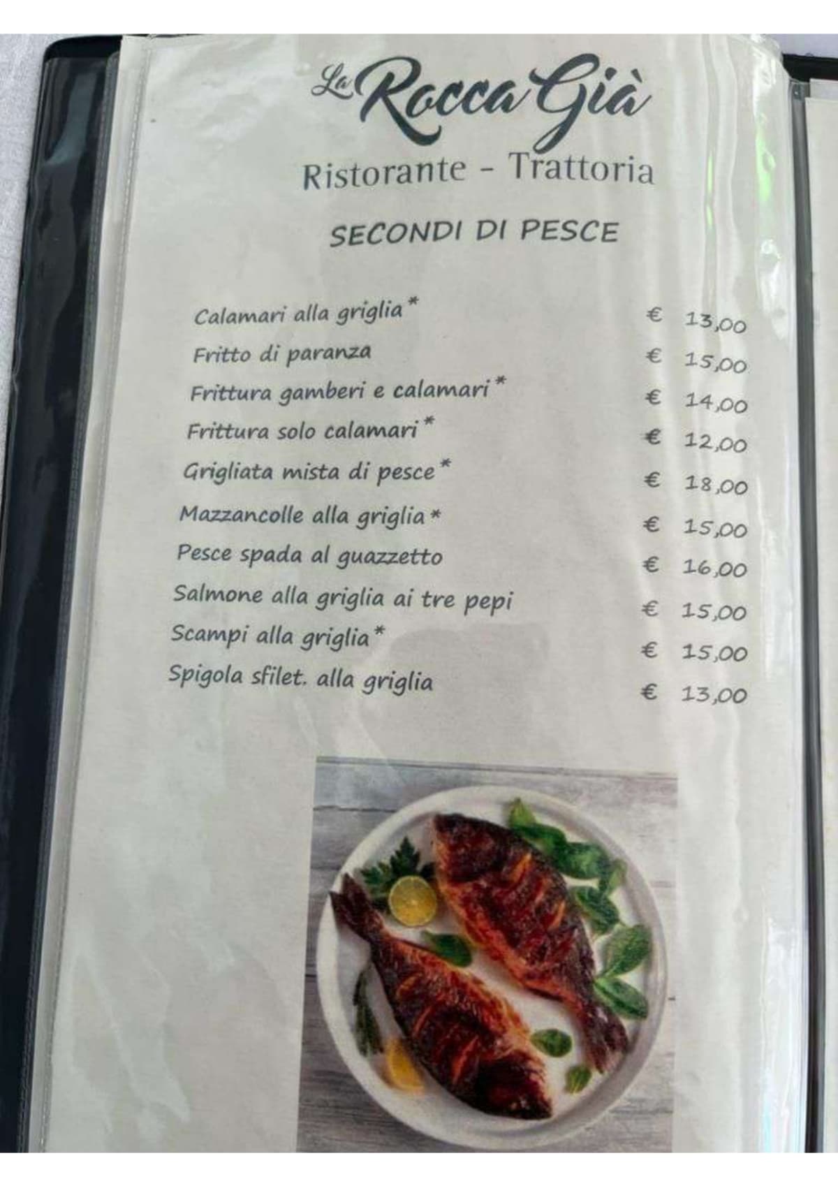 La Rocca Già menu