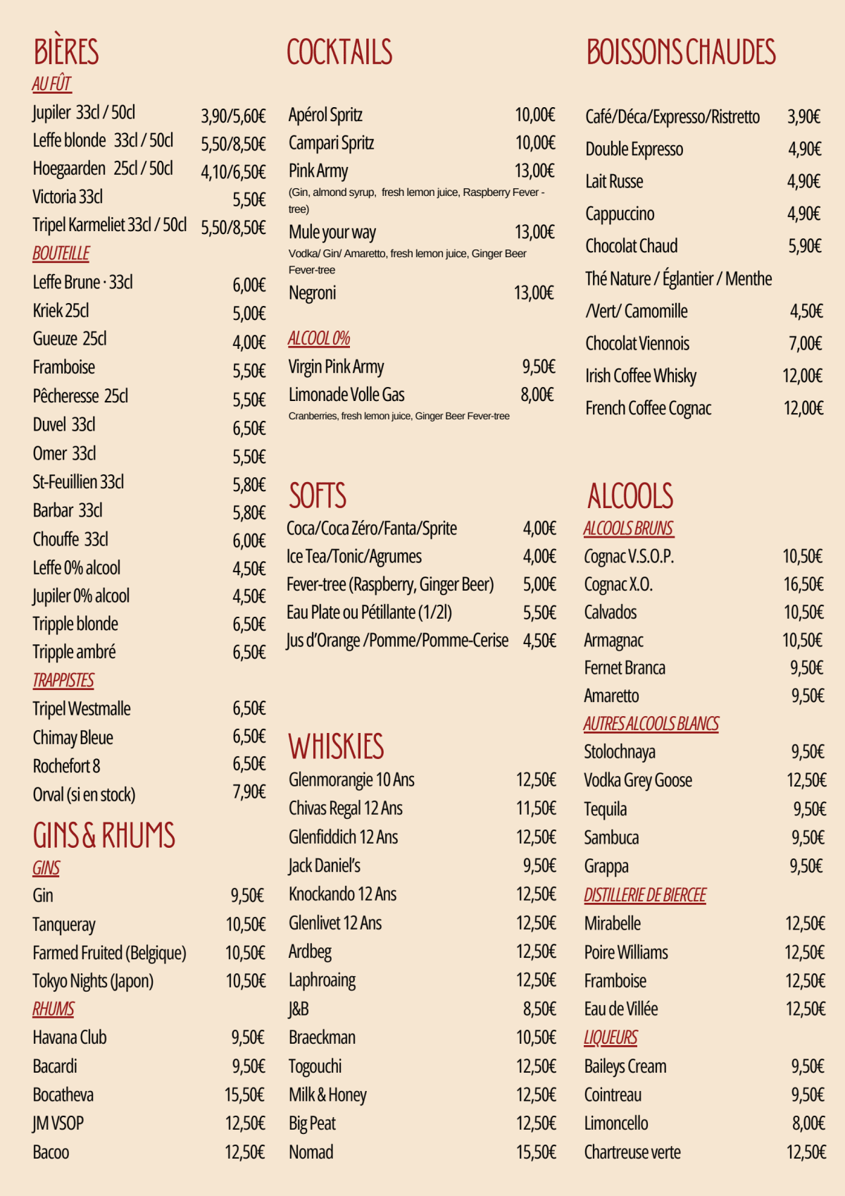 Volle Gas menu