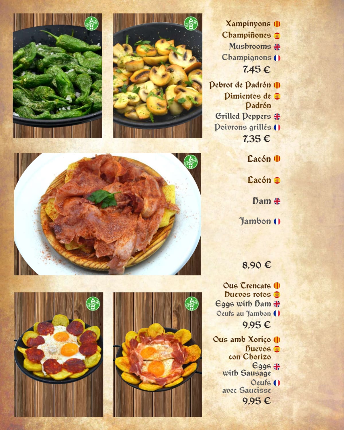 Cal Mariner menu