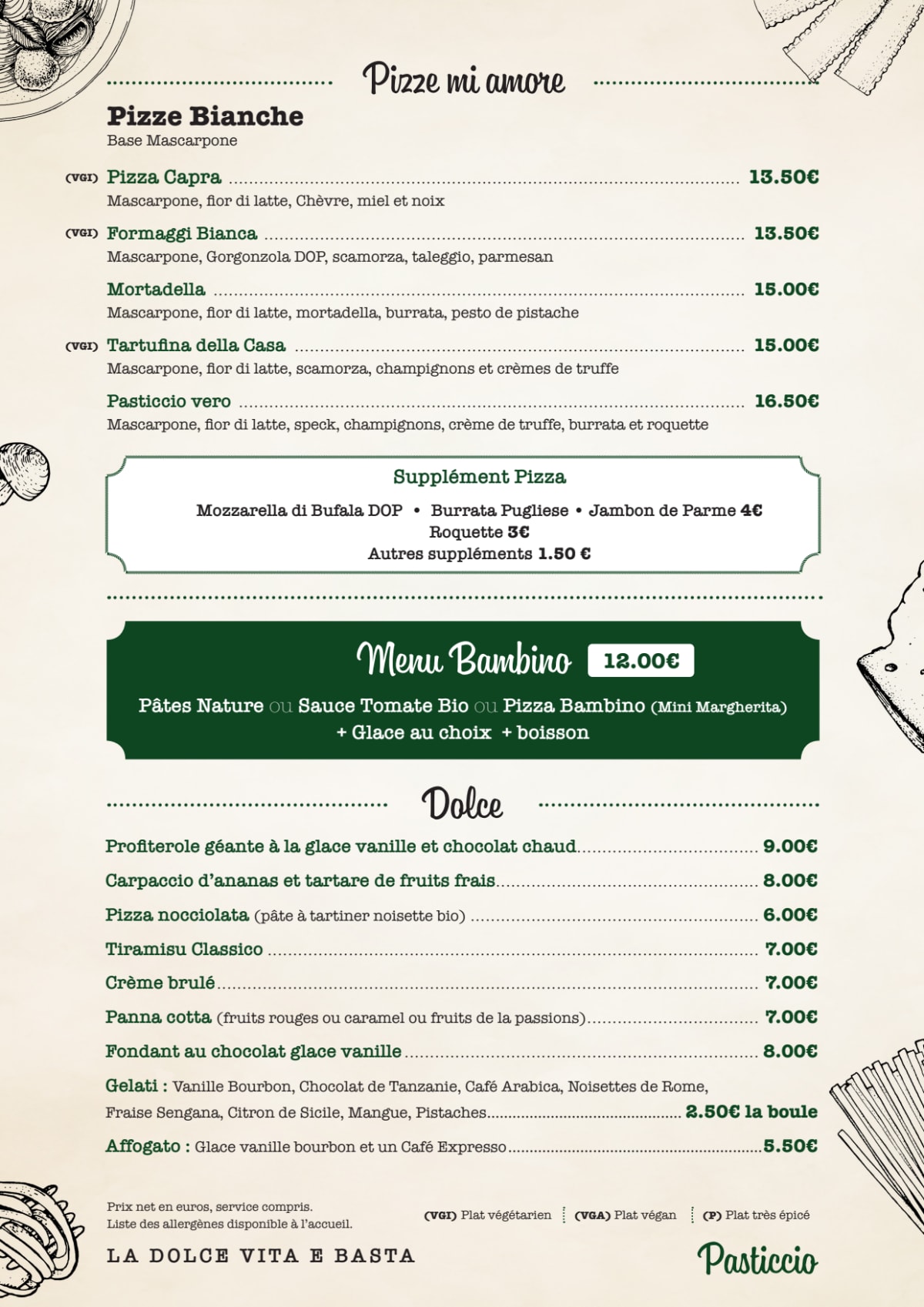 Pasticcio 18 menu