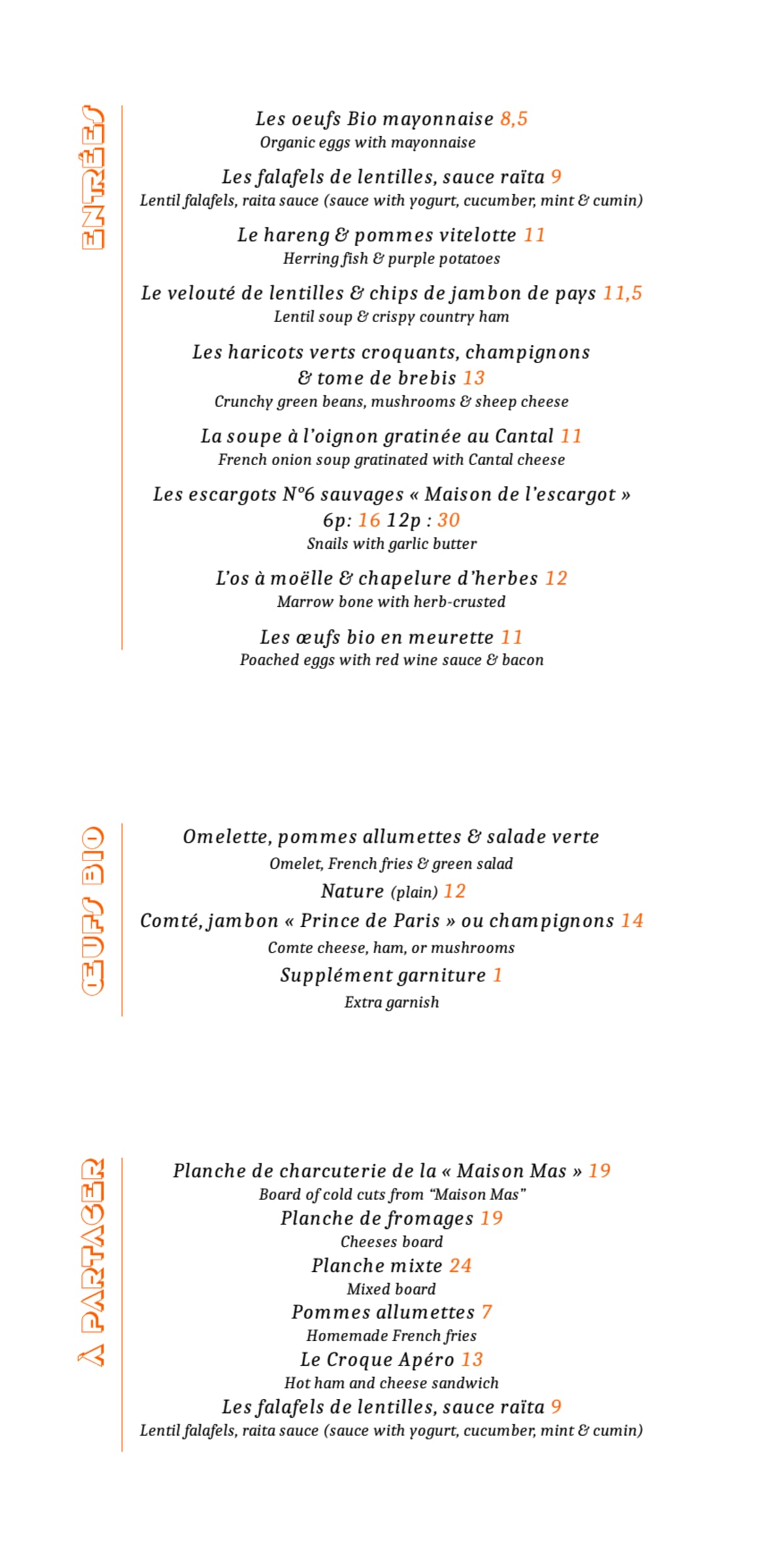 Café Le Pierrot menu