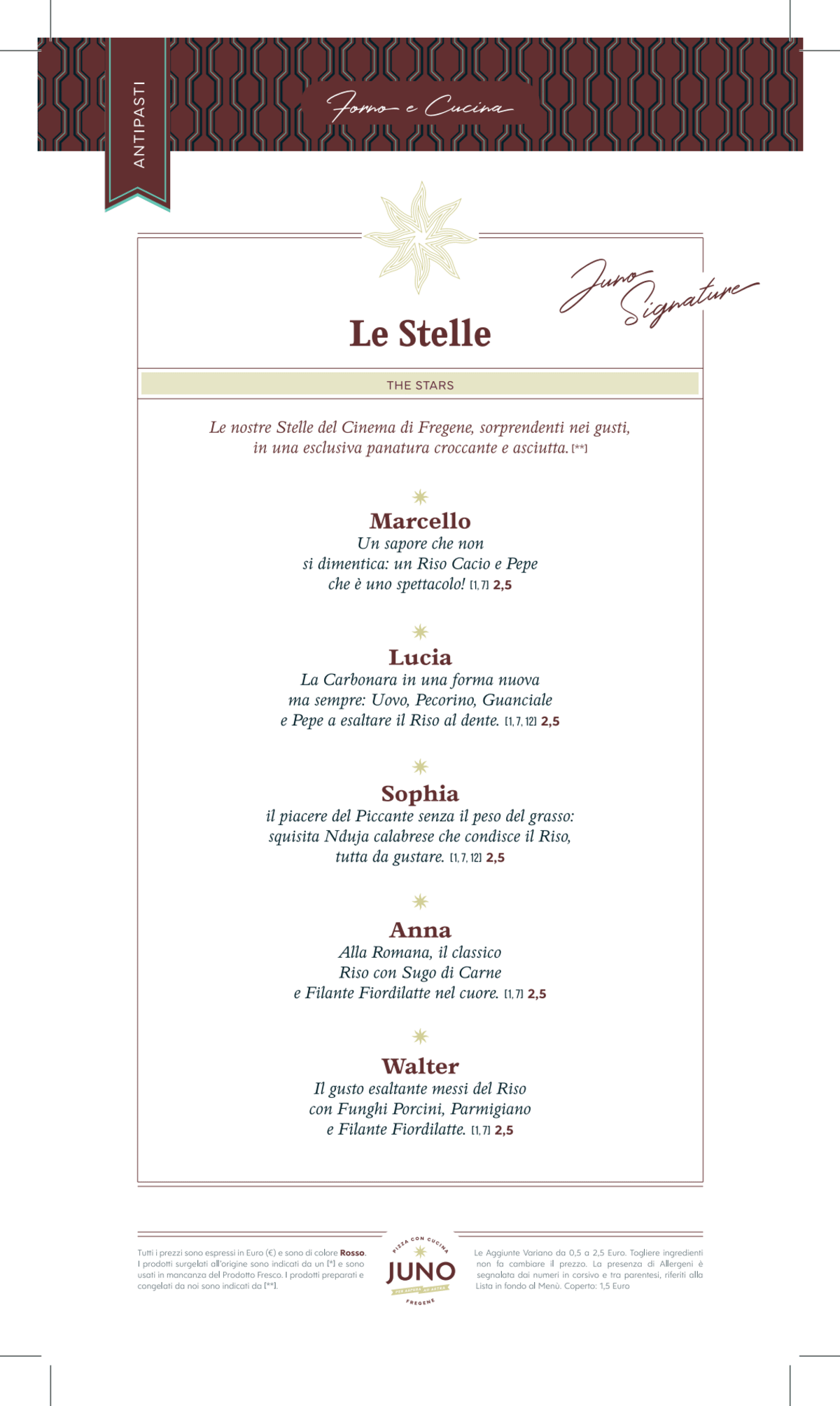 Carta y menù 2024 Actualizados Juno en Fregene TheFork
