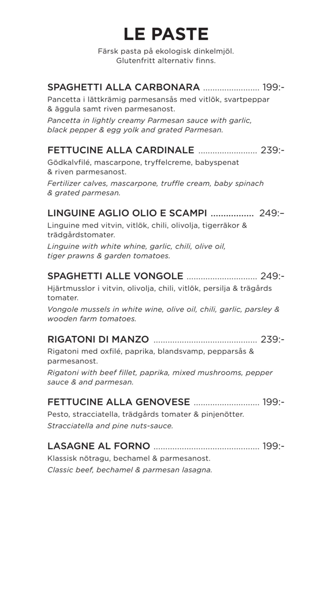 Ciao Ciao Due menu