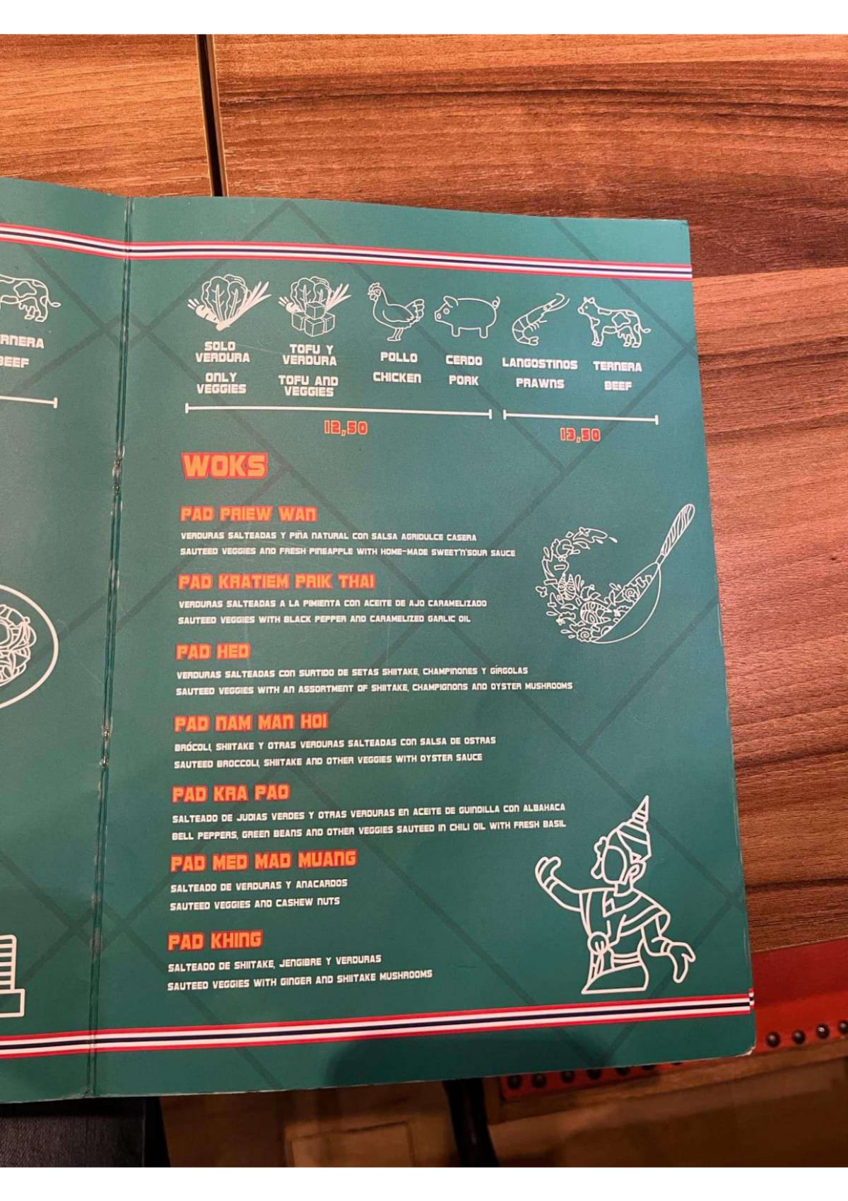 Thai Tuk Tuk menu